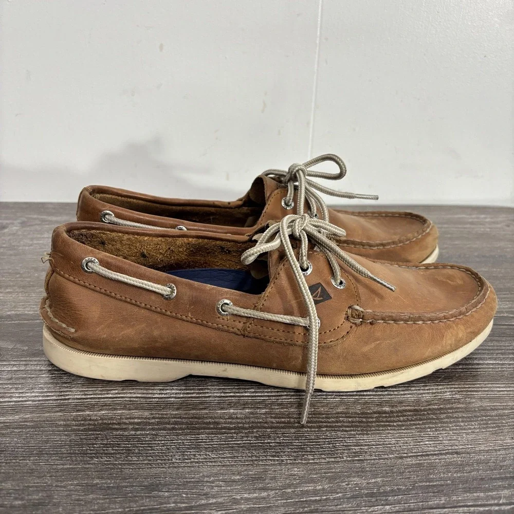 Sperry Top-Sider Boat Shoes Mens Size 10.5 Brown Leather Deck Nautical STS16404